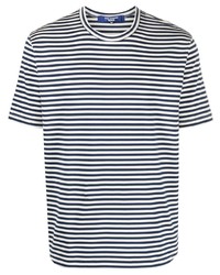 weißes und dunkelblaues horizontal gestreiftes T-Shirt mit einem Rundhalsausschnitt von Junya Watanabe MAN