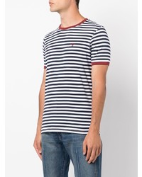 weißes und dunkelblaues horizontal gestreiftes T-Shirt mit einem Rundhalsausschnitt von Barbour