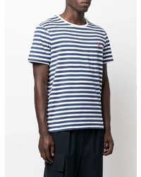 weißes und dunkelblaues horizontal gestreiftes T-Shirt mit einem Rundhalsausschnitt von Polo Ralph Lauren