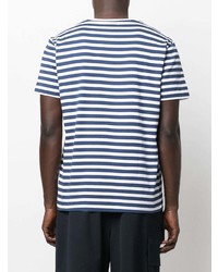 weißes und dunkelblaues horizontal gestreiftes T-Shirt mit einem Rundhalsausschnitt von Polo Ralph Lauren