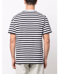 weißes und dunkelblaues horizontal gestreiftes T-Shirt mit einem Rundhalsausschnitt von Carhartt WIP