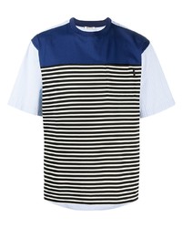 weißes und dunkelblaues horizontal gestreiftes T-Shirt mit einem Rundhalsausschnitt von Marni