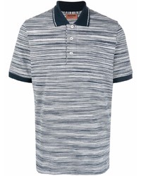 weißes und dunkelblaues horizontal gestreiftes T-Shirt mit einem Rundhalsausschnitt von Missoni