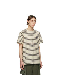 weißes und dunkelblaues horizontal gestreiftes T-Shirt mit einem Rundhalsausschnitt von Loewe
