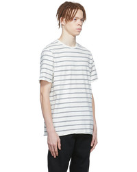 weißes und dunkelblaues horizontal gestreiftes T-Shirt mit einem Rundhalsausschnitt von rag & bone
