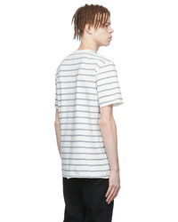 weißes und dunkelblaues horizontal gestreiftes T-Shirt mit einem Rundhalsausschnitt von rag & bone