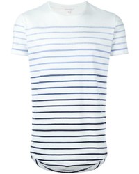weißes und dunkelblaues horizontal gestreiftes T-Shirt mit einem Rundhalsausschnitt von Orlebar Brown