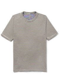 weißes und dunkelblaues horizontal gestreiftes T-Shirt mit einem Rundhalsausschnitt von Maison Martin Margiela