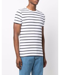 weißes und dunkelblaues horizontal gestreiftes T-Shirt mit einem Rundhalsausschnitt von Tommy Hilfiger