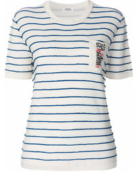 weißes und dunkelblaues horizontal gestreiftes T-Shirt mit einem Rundhalsausschnitt von Sonia Rykiel