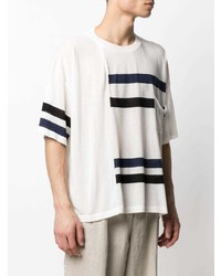 weißes und dunkelblaues horizontal gestreiftes T-Shirt mit einem Rundhalsausschnitt von Ambush