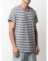 weißes und dunkelblaues horizontal gestreiftes T-Shirt mit einem Rundhalsausschnitt von COOL T.M