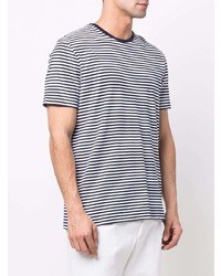 weißes und dunkelblaues horizontal gestreiftes T-Shirt mit einem Rundhalsausschnitt von Ralph Lauren Purple Label