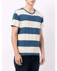 weißes und dunkelblaues horizontal gestreiftes T-Shirt mit einem Rundhalsausschnitt von Ralph Lauren RRL