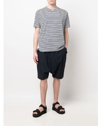 weißes und dunkelblaues horizontal gestreiftes T-Shirt mit einem Rundhalsausschnitt von Junya Watanabe