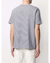 weißes und dunkelblaues horizontal gestreiftes T-Shirt mit einem Rundhalsausschnitt von Aspesi