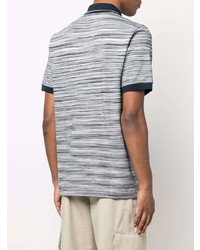 weißes und dunkelblaues horizontal gestreiftes T-Shirt mit einem Rundhalsausschnitt von Missoni