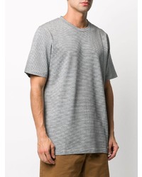weißes und dunkelblaues horizontal gestreiftes T-Shirt mit einem Rundhalsausschnitt von The Gigi
