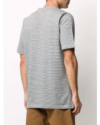 weißes und dunkelblaues horizontal gestreiftes T-Shirt mit einem Rundhalsausschnitt von The Gigi