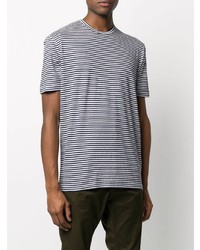 weißes und dunkelblaues horizontal gestreiftes T-Shirt mit einem Rundhalsausschnitt von DSQUARED2