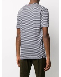 weißes und dunkelblaues horizontal gestreiftes T-Shirt mit einem Rundhalsausschnitt von DSQUARED2