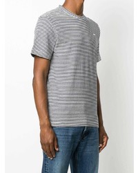 weißes und dunkelblaues horizontal gestreiftes T-Shirt mit einem Rundhalsausschnitt von DSQUARED2