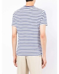 weißes und dunkelblaues horizontal gestreiftes T-Shirt mit einem Rundhalsausschnitt von Polo Ralph Lauren