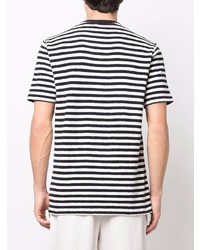 weißes und dunkelblaues horizontal gestreiftes T-Shirt mit einem V-Ausschnitt von Orlebar Brown