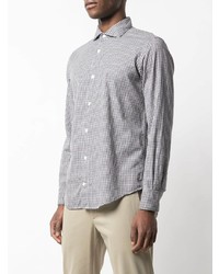 weißes und dunkelblaues Langarmhemd mit Vichy-Muster von Eleventy