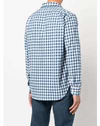 weißes und dunkelblaues Langarmhemd mit Vichy-Muster von Polo Ralph Lauren