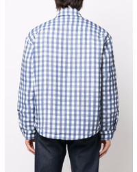 weißes und dunkelblaues Langarmhemd mit Vichy-Muster von Jacquemus