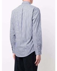 weißes und dunkelblaues Langarmhemd mit Vichy-Muster von Ralph Lauren