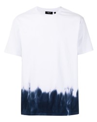 weißes und dunkelblaues Mit Batikmuster T-Shirt mit einem Rundhalsausschnitt von FIVE CM