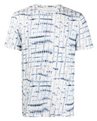 weißes und dunkelblaues Mit Batikmuster T-Shirt mit einem Rundhalsausschnitt von Majestic Filatures