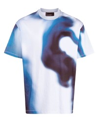 weißes und dunkelblaues Mit Batikmuster T-Shirt mit einem Rundhalsausschnitt von Neil Barrett