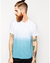weißes und dunkelblaues T-Shirt mit einem Rundhalsausschnitt von American Apparel