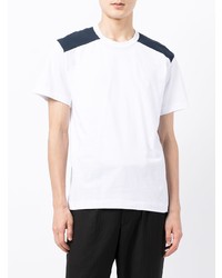 weißes und dunkelblaues T-Shirt mit einem Rundhalsausschnitt von Comme des Garcons Homme Deux