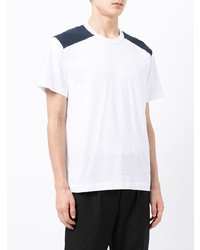 weißes und dunkelblaues T-Shirt mit einem Rundhalsausschnitt von Comme des Garcons Homme Deux