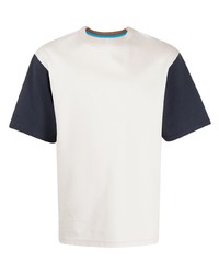 weißes und dunkelblaues T-Shirt mit einem Rundhalsausschnitt von Coohem