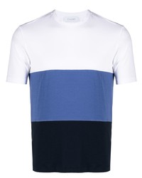 weißes und dunkelblaues T-Shirt mit einem Rundhalsausschnitt von Cruciani