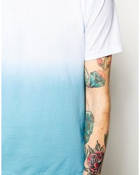 weißes und dunkelblaues T-Shirt mit einem Rundhalsausschnitt von American Apparel