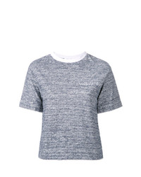 weißes und dunkelblaues T-Shirt mit einem Rundhalsausschnitt von JULIEN DAVID