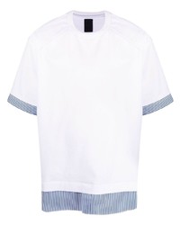 weißes und dunkelblaues T-Shirt mit einem Rundhalsausschnitt von Juun.J