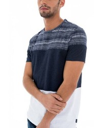 weißes und dunkelblaues T-Shirt mit einem Rundhalsausschnitt von SALSA