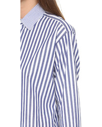 weißes und dunkelblaues vertikal gestreiftes Businesshemd von Rag & Bone