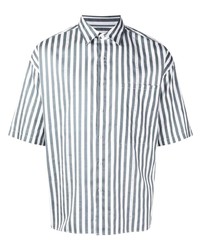 weißes und dunkelblaues vertikal gestreiftes Kurzarmhemd von Izzue