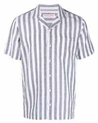 weißes und dunkelblaues vertikal gestreiftes Kurzarmhemd von Orlebar Brown