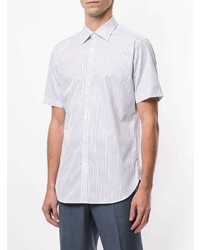 weißes und dunkelblaues vertikal gestreiftes Kurzarmhemd von Kent & Curwen