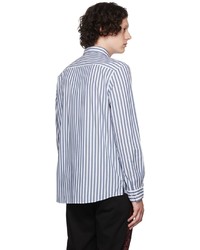 weißes und dunkelblaues vertikal gestreiftes Langarmhemd von Hugo