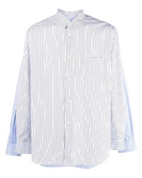 weißes und dunkelblaues vertikal gestreiftes Langarmhemd von Comme Des Garcons SHIRT
